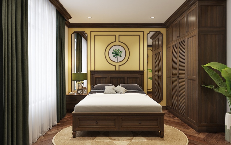 Thiết kế phòng ngủ phong cách Đông Dương