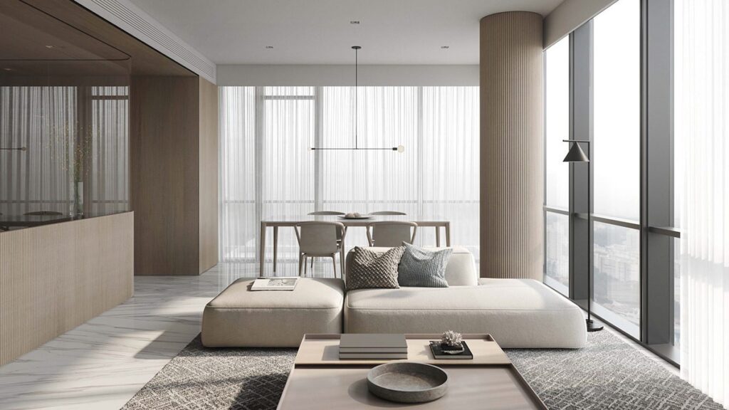 Phong cách thiết kế nội thất phòng khách chung cư tối giản