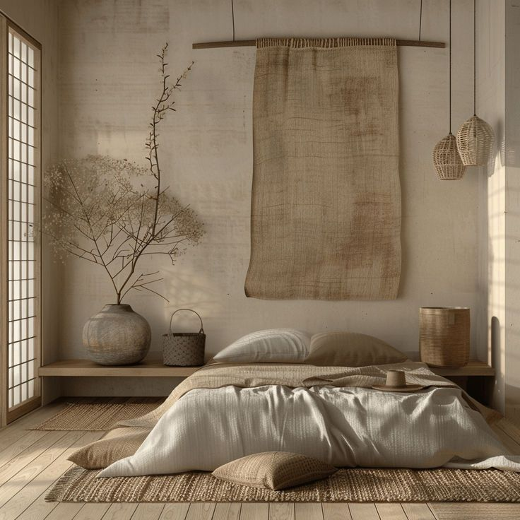 phòng ngủ phong cách wabi sabi