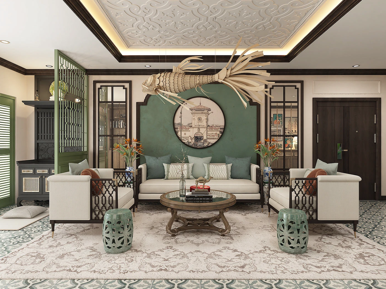phòng khách indochine