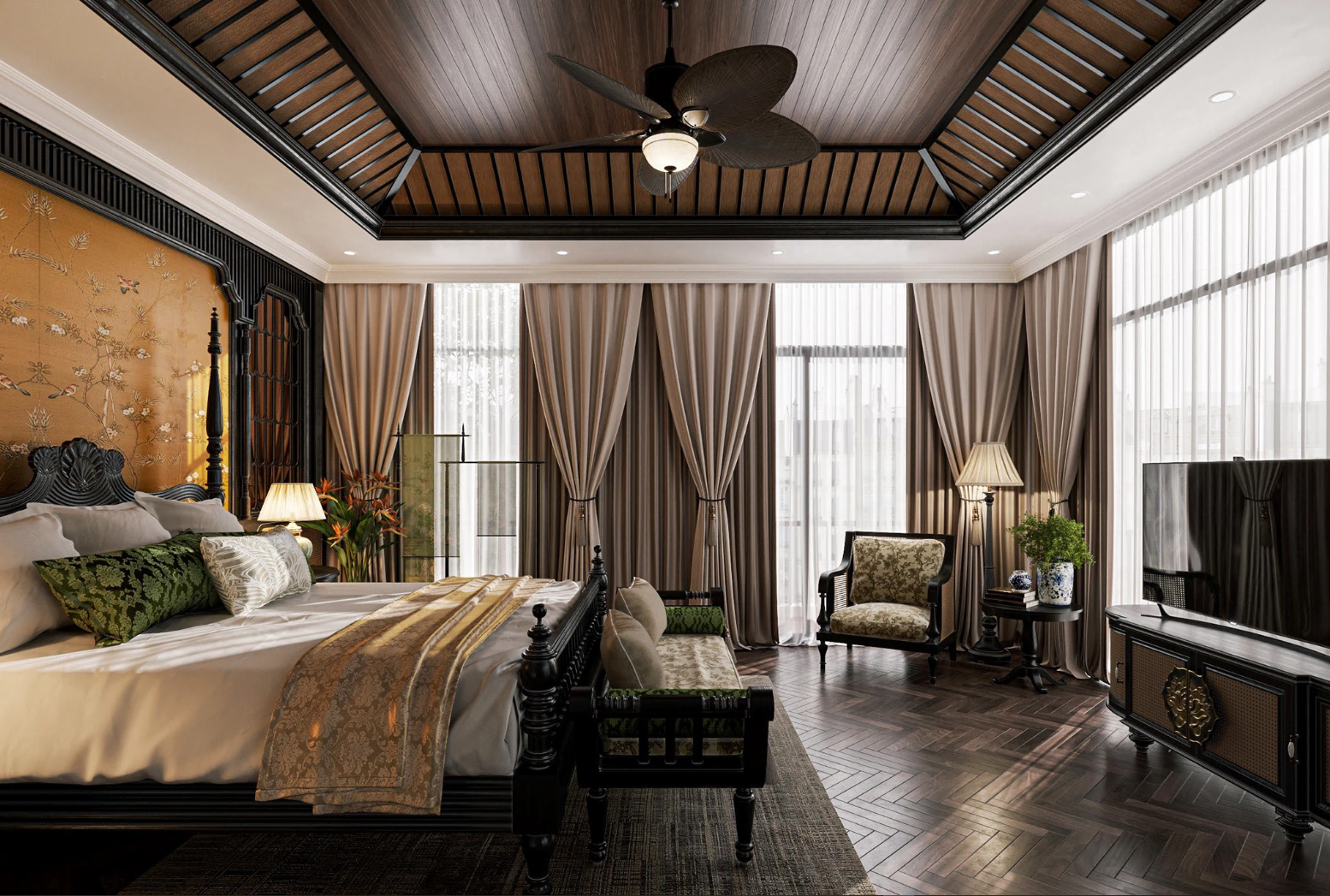 Phong ngủ indochine 
