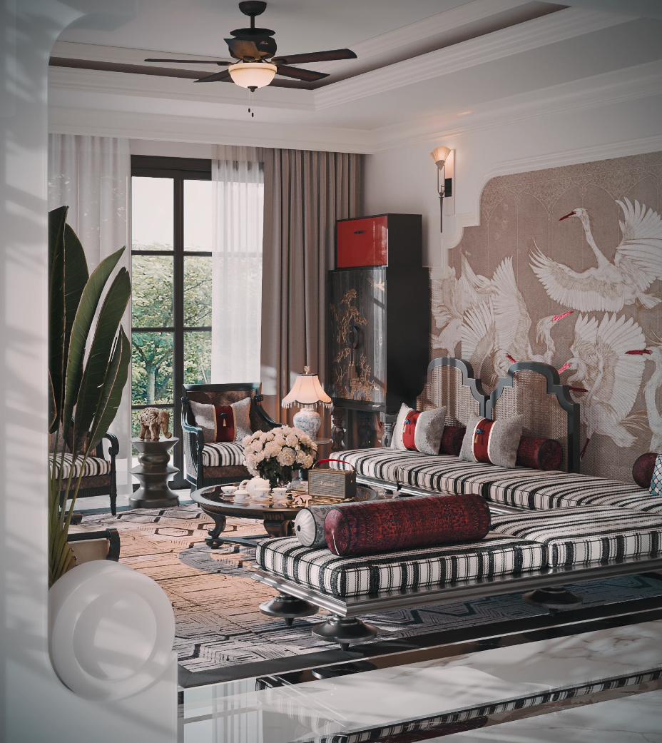 39+ mẫu phòng khách Indochine đậm nét hoài cổ