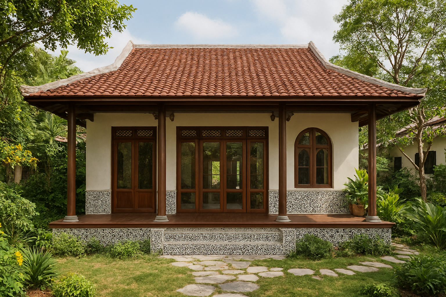 nhà cấp 4 phong cách indochine