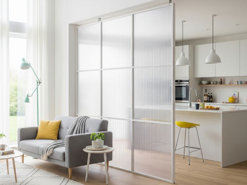 mẫu vách ngăn phòng khách và bếp bằng nhựa