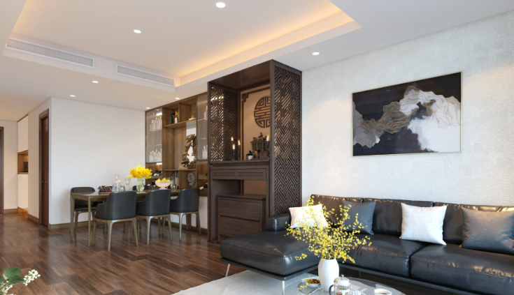 cách bố trí bàn thờ ở phòng khách nhà ống