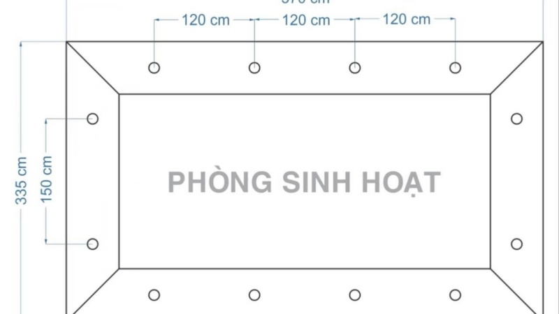 Sơ đồ bố trí đèn LED âm trần