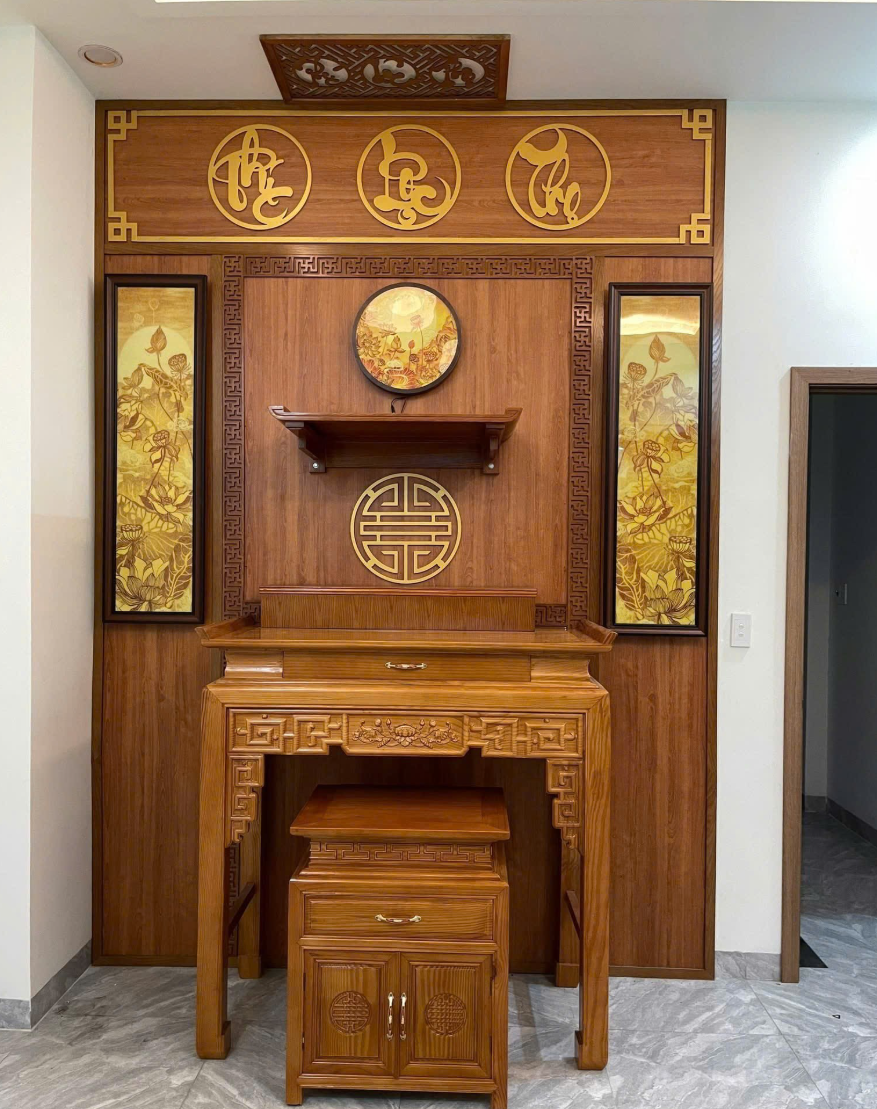 cách bố trí bàn thờ ở phòng khách nhà ống