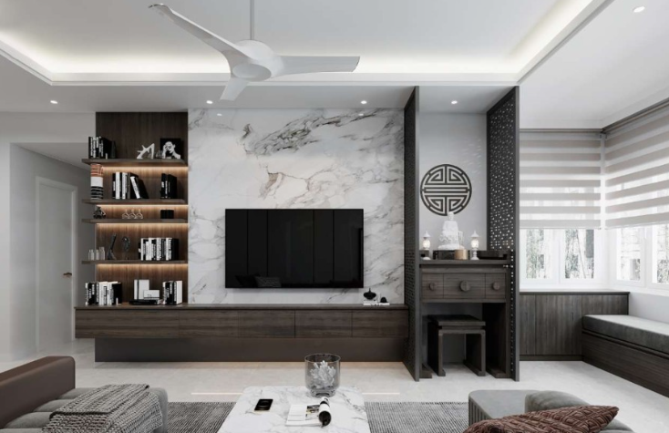 cách bố trí bàn thờ trong phòng khách chung cư
