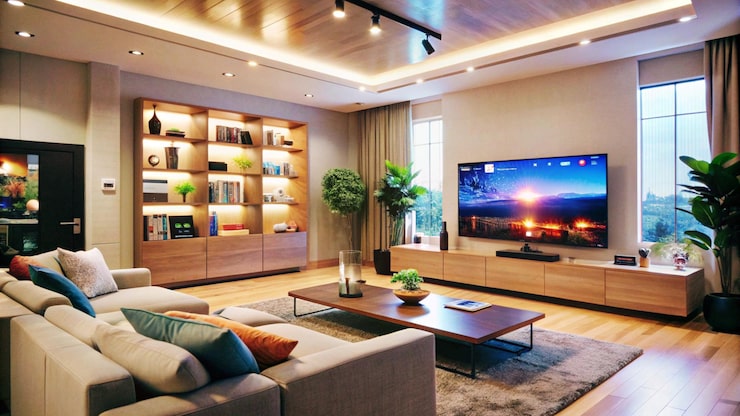 cách bố trí đèn led âm trần phòng khách
