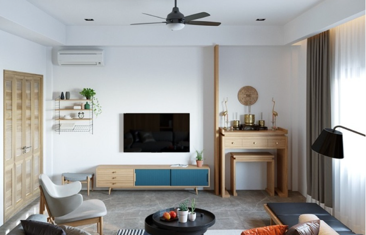 bố trí phòng khách có bàn thờ