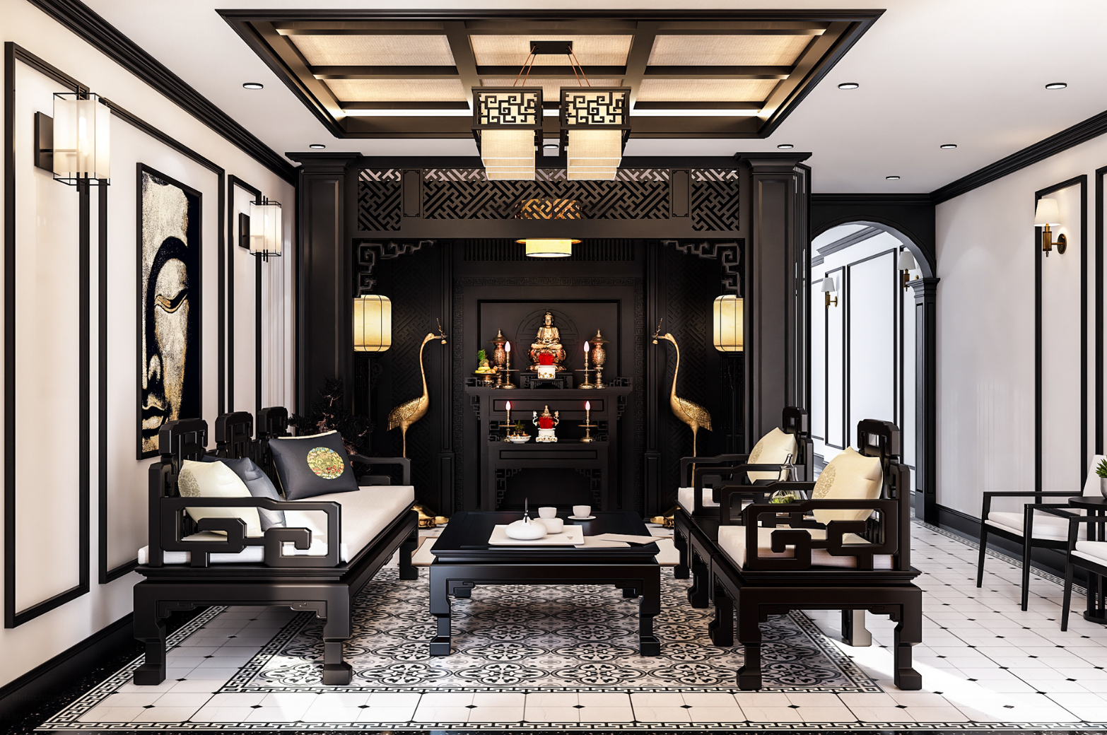 15 Mẫu phòng thờ indochine đẹp, uy nghiêm và hợp phong thủy 21 phòng thờ indochine