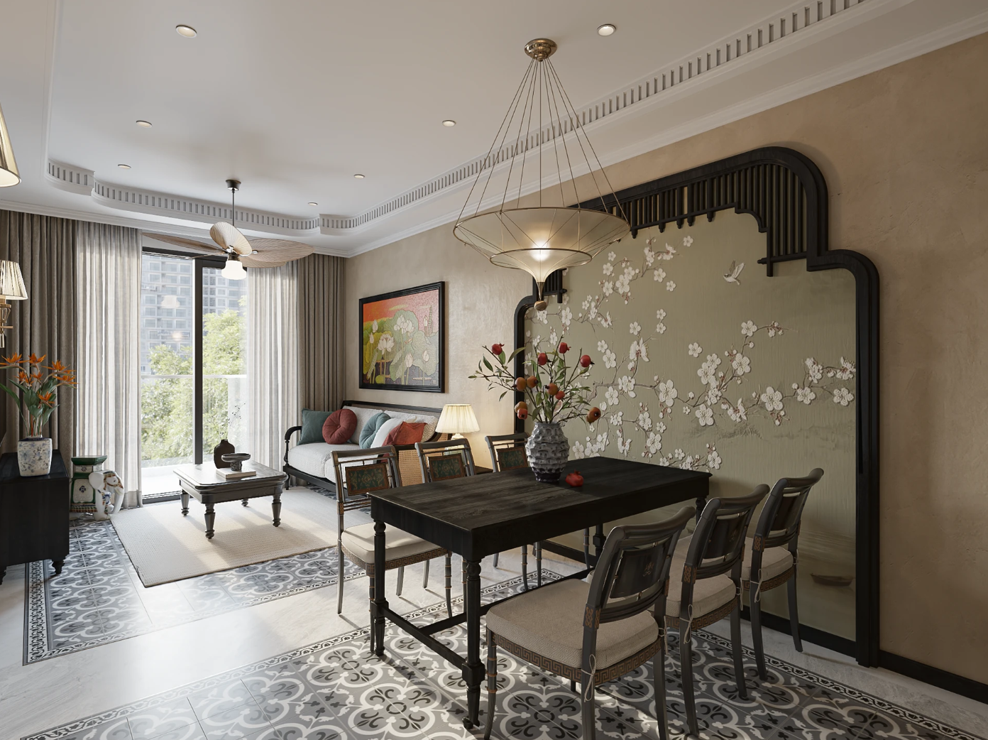 TOP 5 Mẫu thiết kế nội thất căn hộ phong cách Indochine đẹp, tối ưu công năng 8 căn hộ phong cách indochine