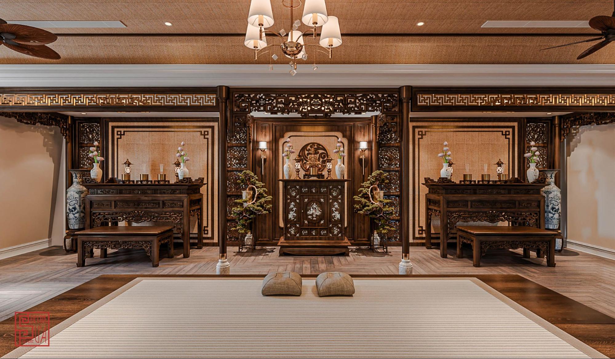 15 Mẫu phòng thờ indochine đẹp, uy nghiêm và hợp phong thủy 28 phòng thờ indochine