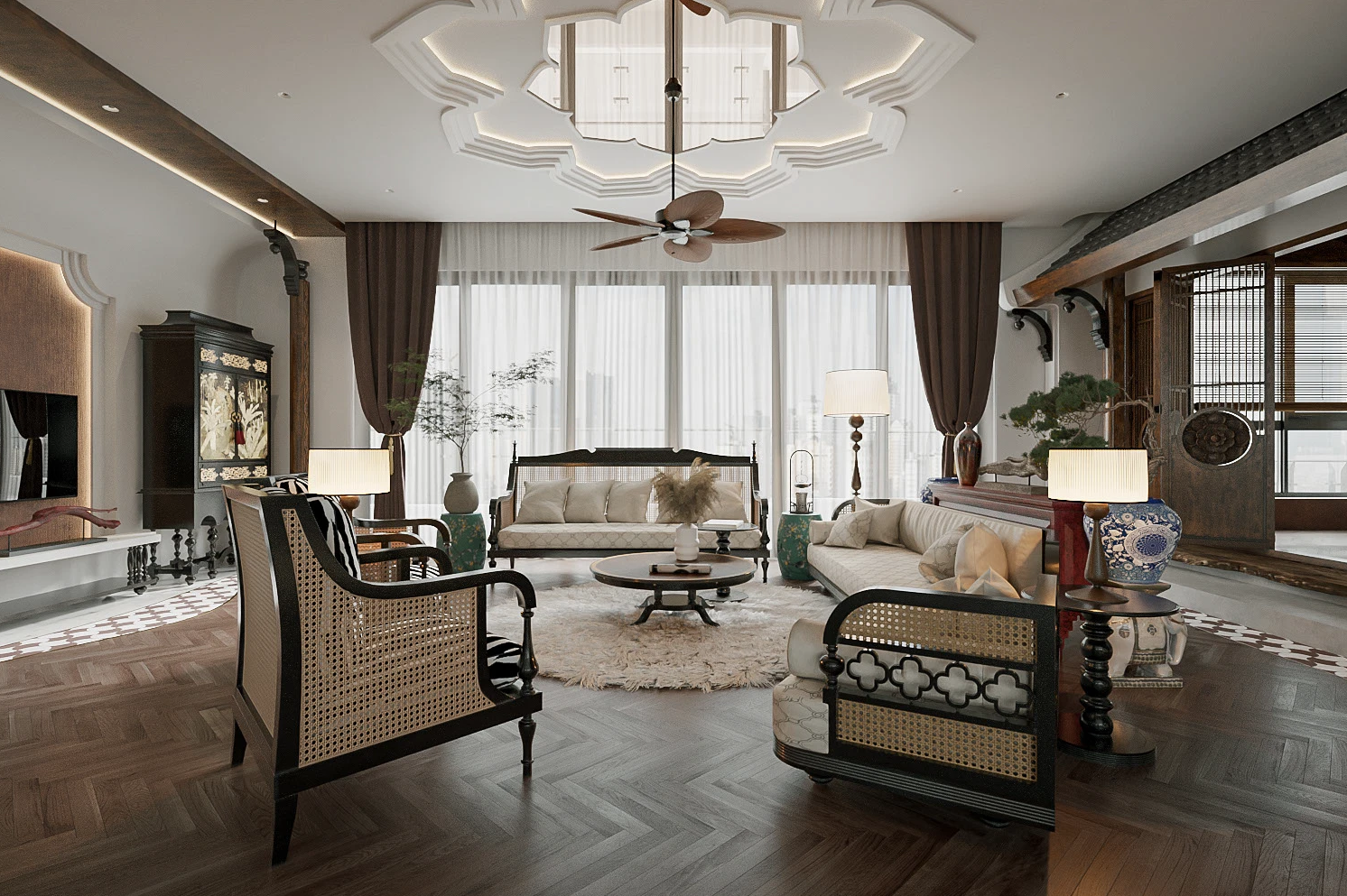 TOP 5 Mẫu thiết kế nội thất căn hộ phong cách Indochine đẹp, tối ưu công năng 3 căn hộ phong cách indochine