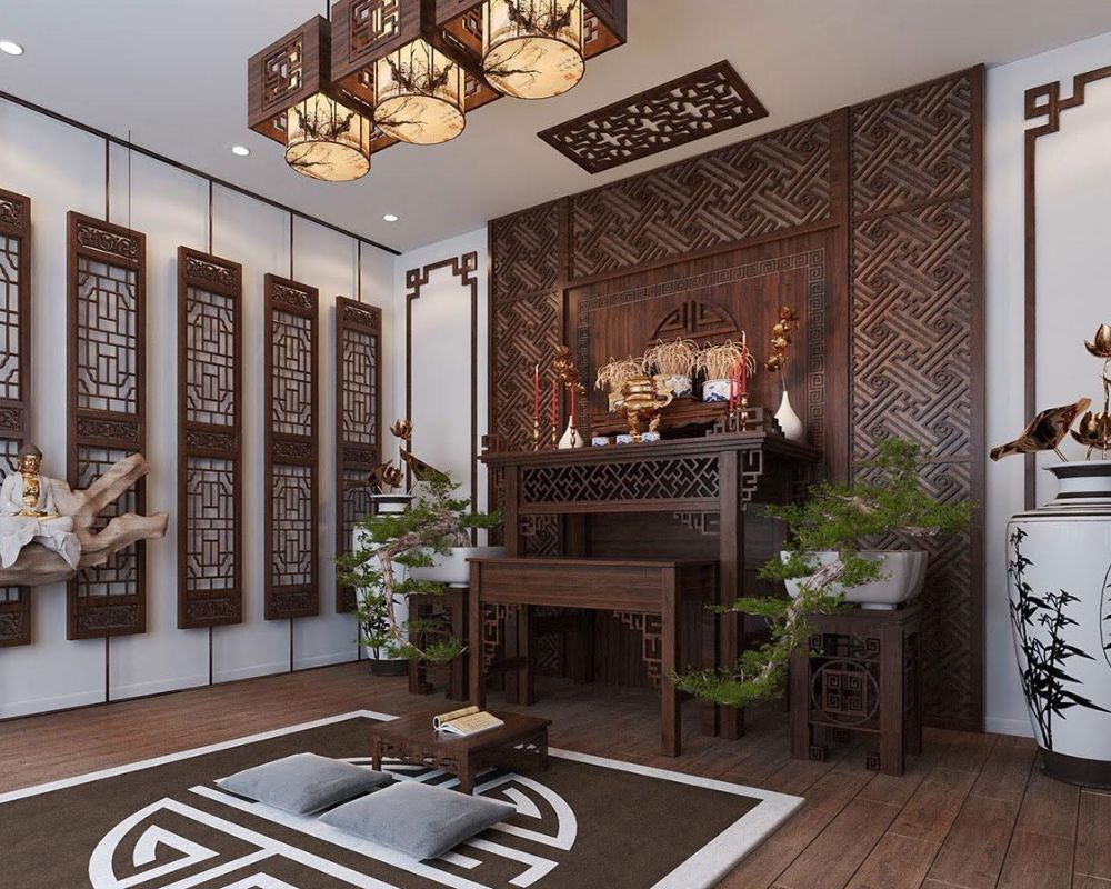 15 Mẫu phòng thờ indochine đẹp, uy nghiêm và hợp phong thủy 27 phòng thờ indochine