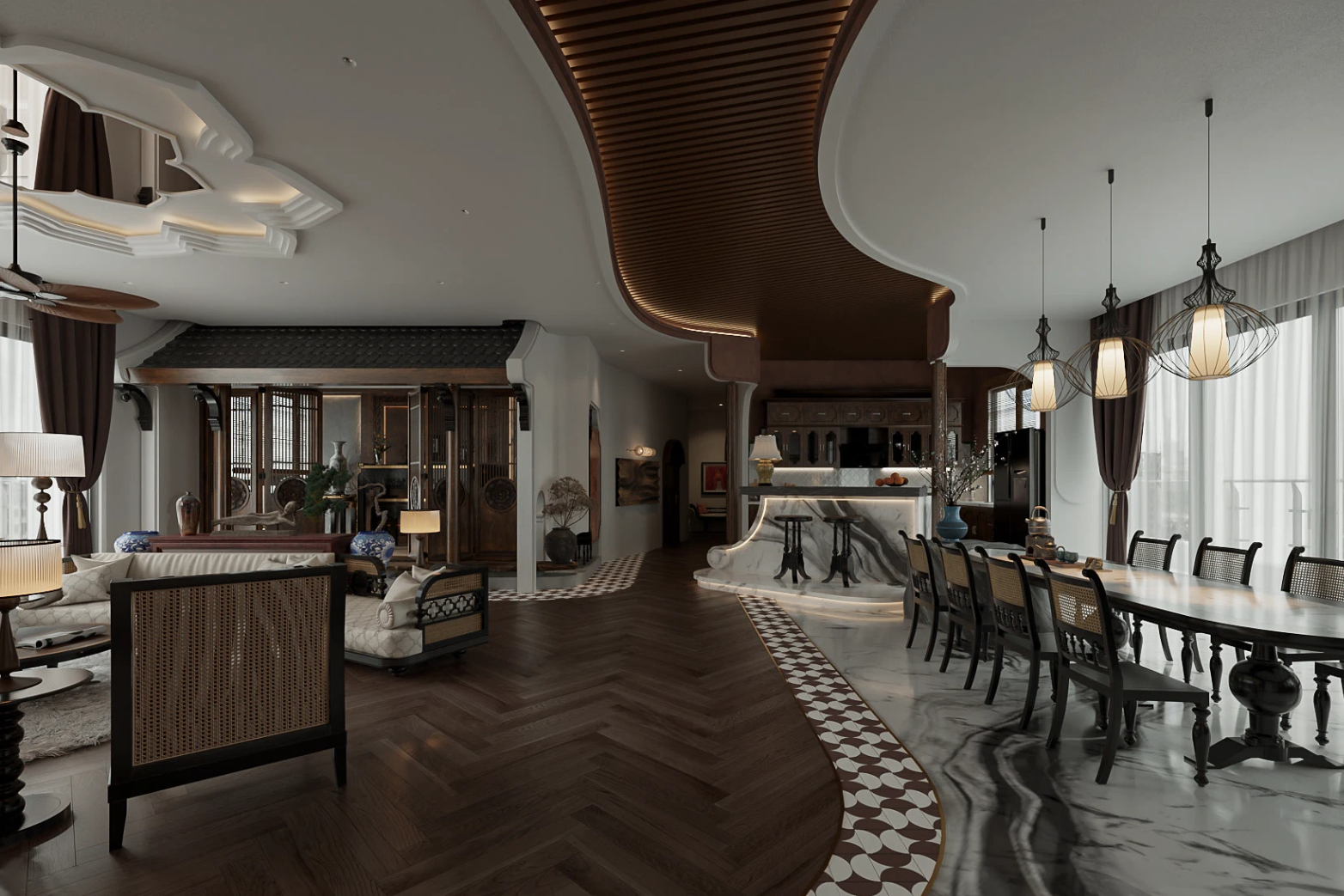 TOP 5 Mẫu thiết kế nội thất căn hộ phong cách Indochine đẹp, tối ưu công năng 6 căn hộ phong cách indochine