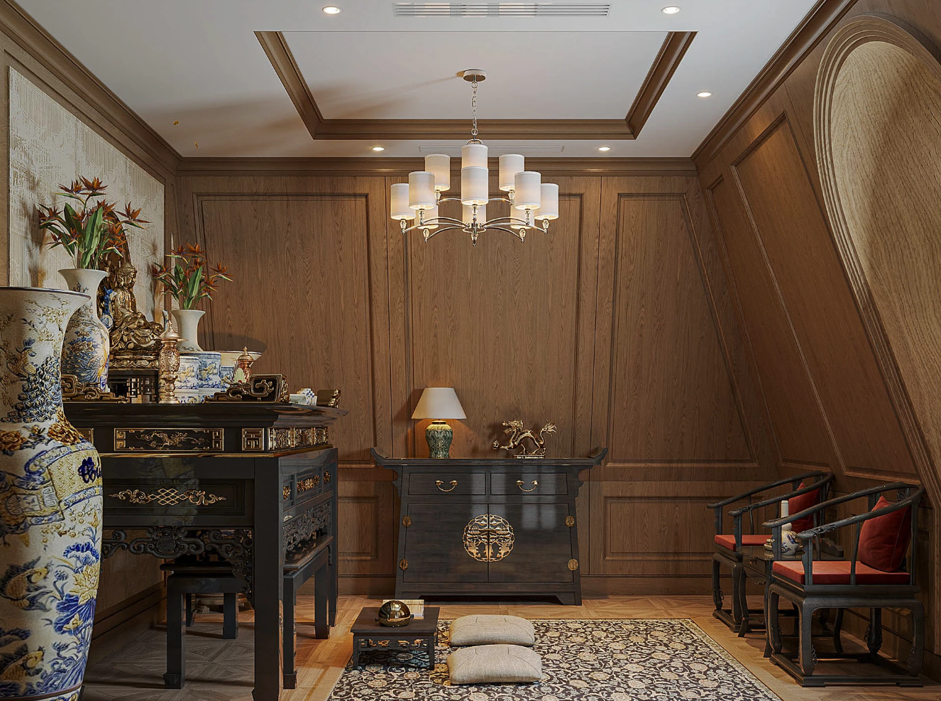 15 Mẫu phòng thờ indochine đẹp, uy nghiêm và hợp phong thủy 3 phòng thờ phong cách indochine