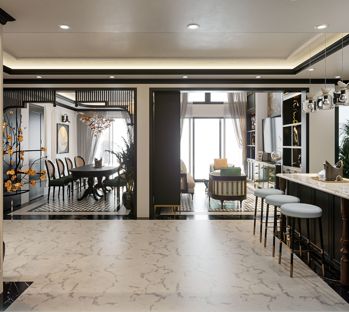 TOP 5 Mẫu thiết kế nội thất căn hộ phong cách Indochine đẹp, tối ưu công năng 17 căn hộ phong cách indochine