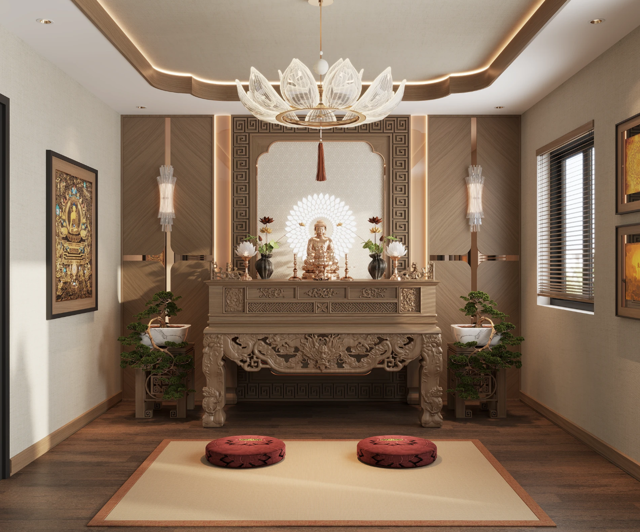 15 Mẫu phòng thờ indochine đẹp, uy nghiêm và hợp phong thủy 5 phòng thờ indochine