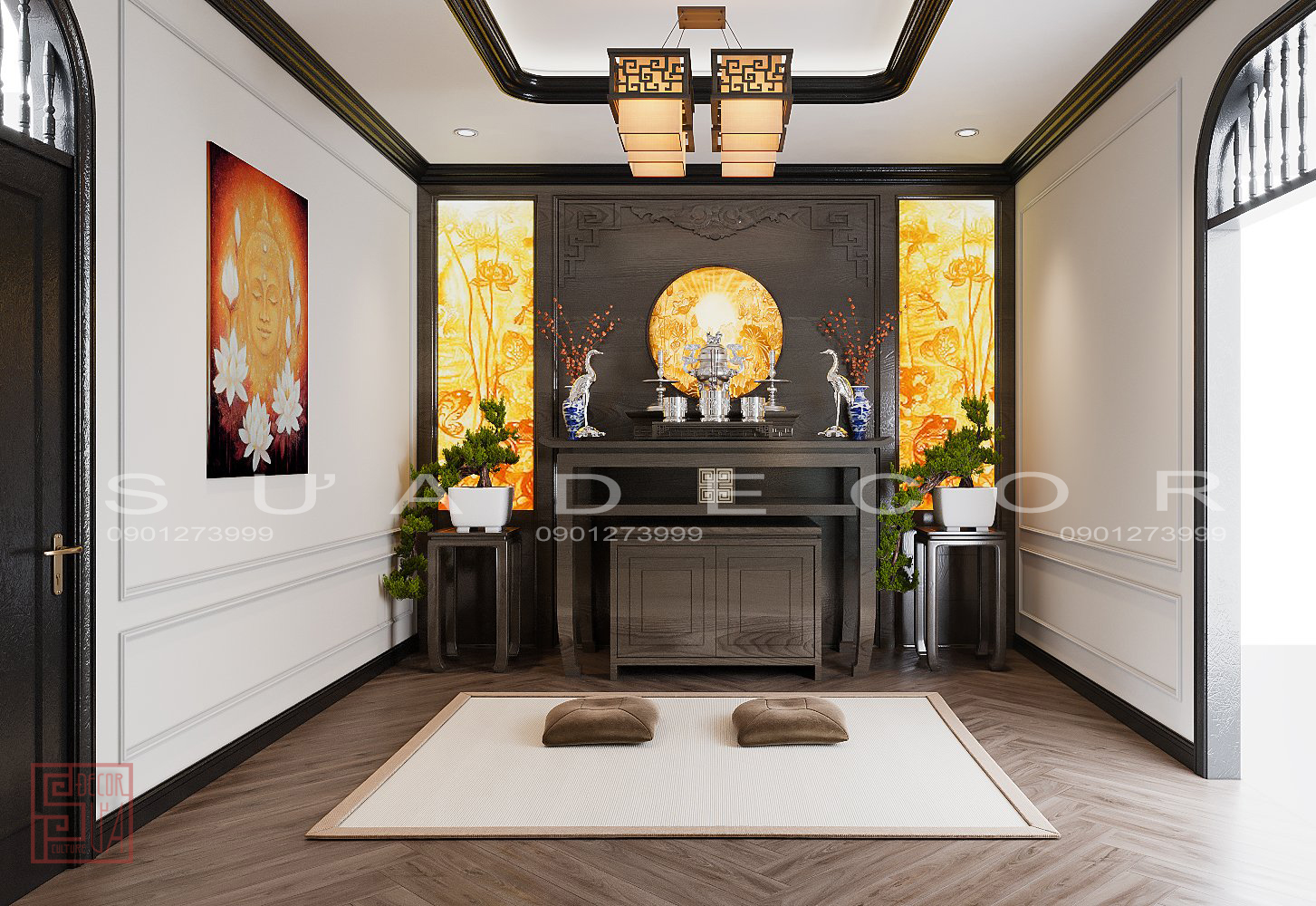 15 Mẫu phòng thờ indochine đẹp, uy nghiêm và hợp phong thủy 25 phòng thờ indochine