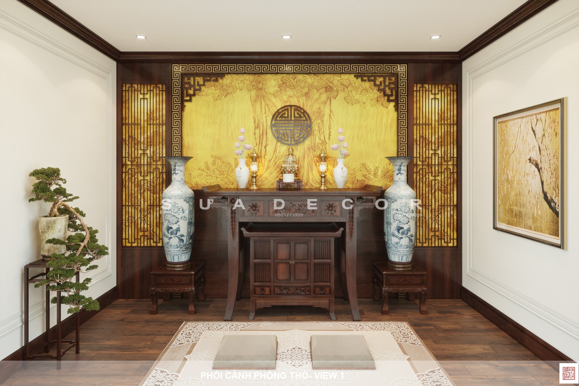 15 Mẫu phòng thờ indochine đẹp, uy nghiêm và hợp phong thủy 8 phòng thờ indochine