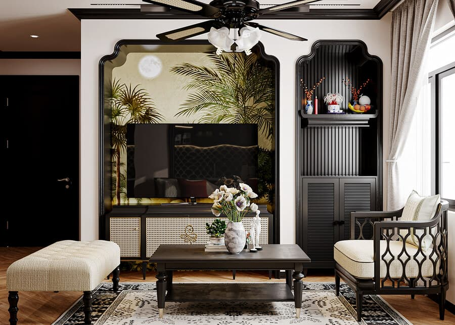 15 Mẫu phòng thờ indochine đẹp, uy nghiêm và hợp phong thủy 18 phòng thờ indochine