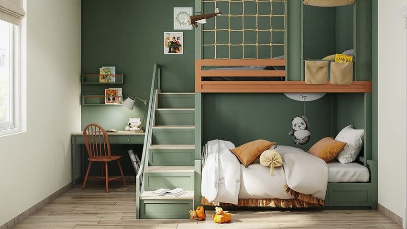 phòng ngủ bé trai 10 tuổi nhỏ gọn