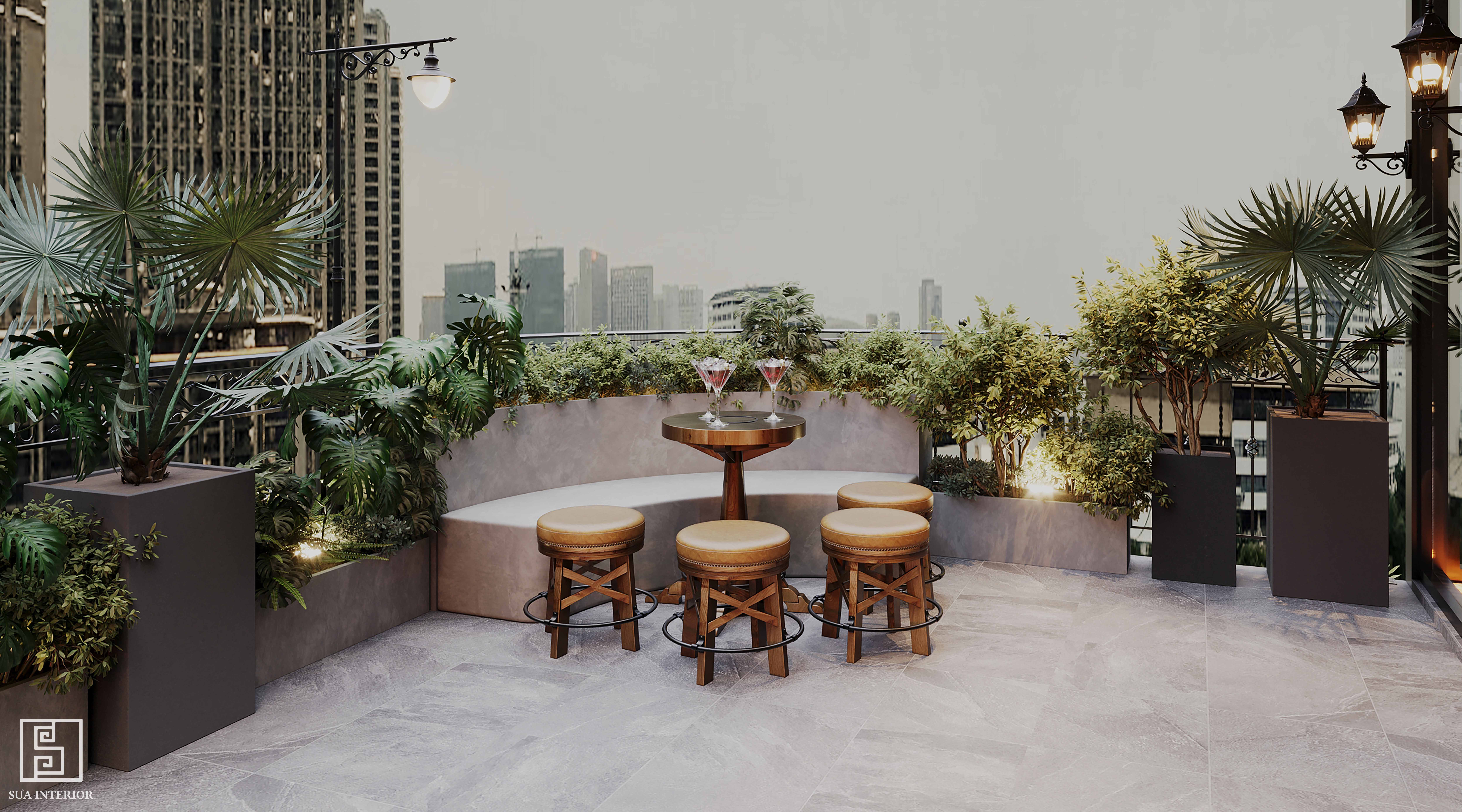 thiết kế nội thất sky bar đinh núp