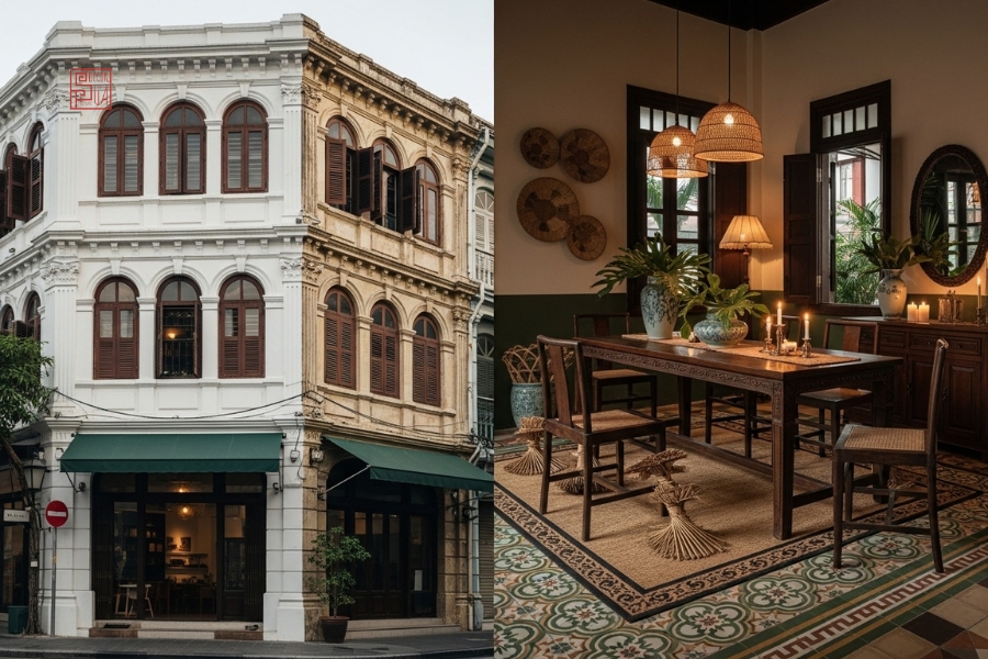 thiết kế nội thất shophouse phong cách indochine