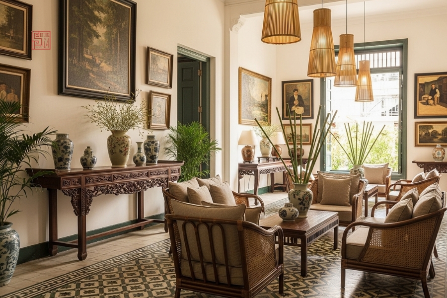 thiết kế nội thất shophouse phong cách indochine