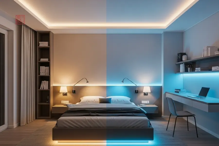 Thiết kế phòng ngủ 20m2 kết hợp hệ thống chiếu sáng LED