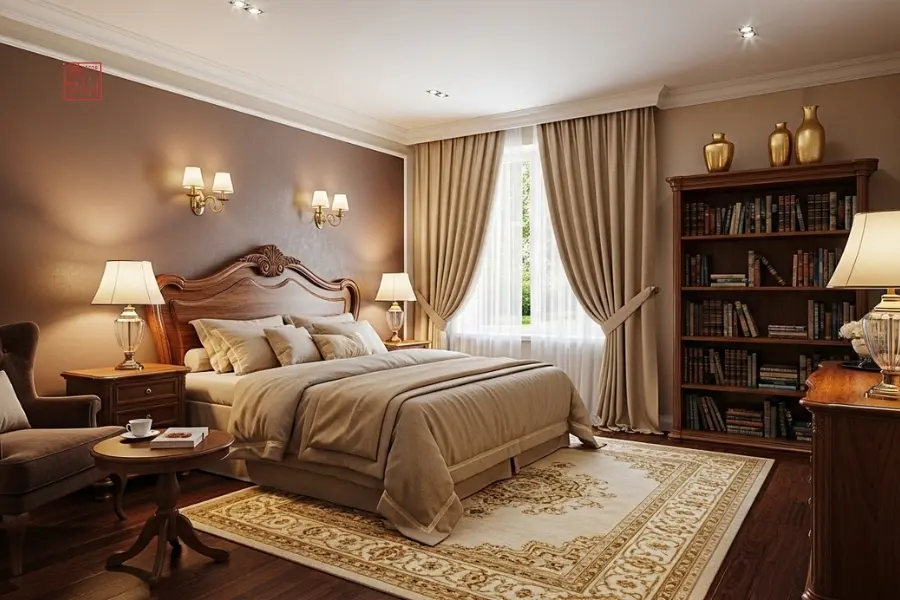 Thiết kế phòng ngủ 20m2 cho vợ chồng trung niên sang trọng