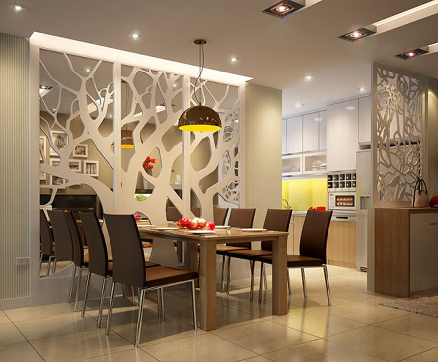 mẫu vách ngăn phòng khách và bếp bằng nhựa