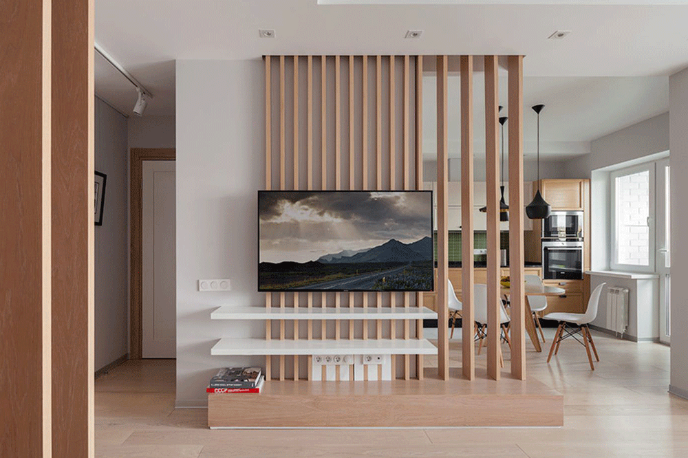 mẫu vách ngăn phòng khách và bếp bằng nhựa