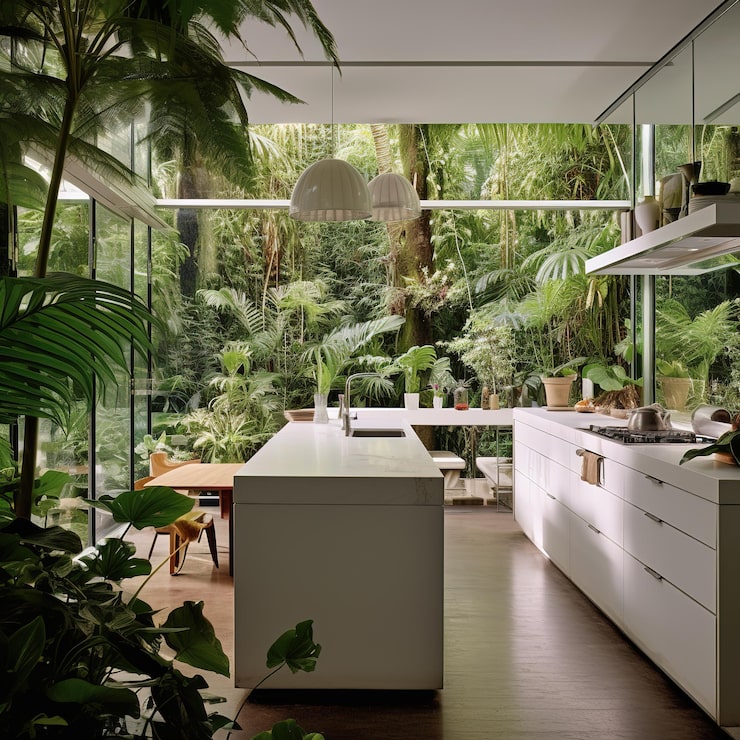 Biophilic Design là gì? Thiết kế sinh học kết nối thiên nhiên 2025 17 Biophilic Design Phòng bếp