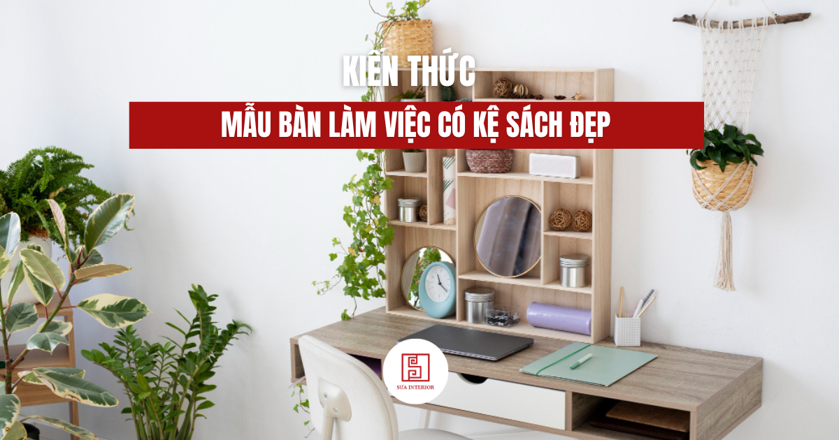 bàn làm việc có kệ sách