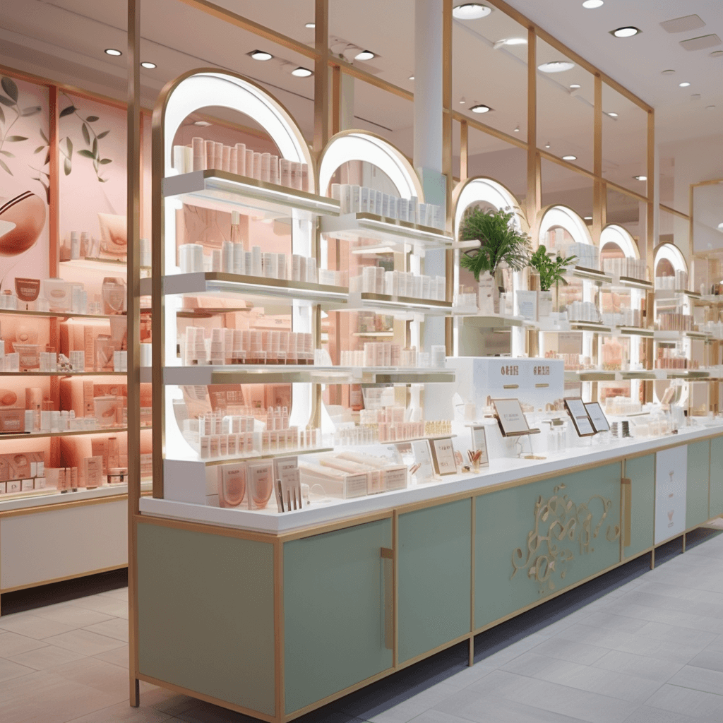 thiết kế shop mỹ phẩm đẹp hiện đại