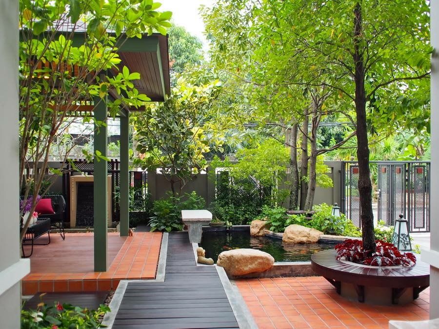 thiết kế sân vườn nhà quê