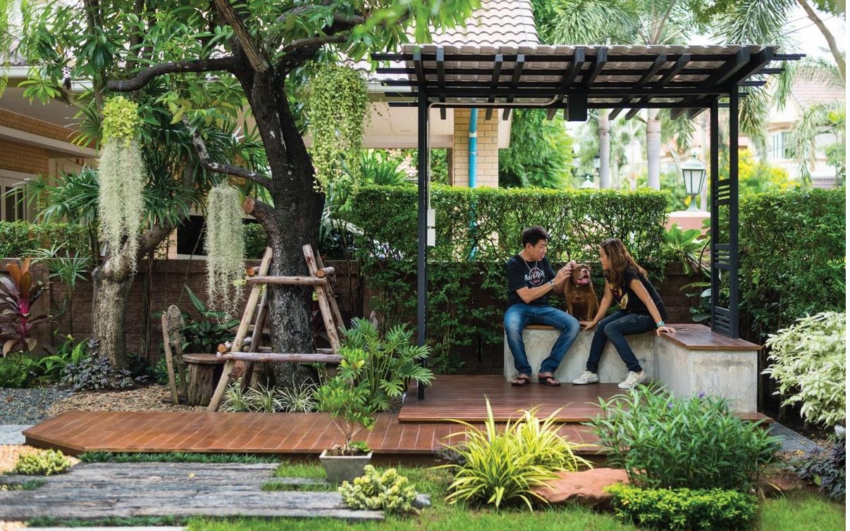 thiết kế sân vườn nhà quê