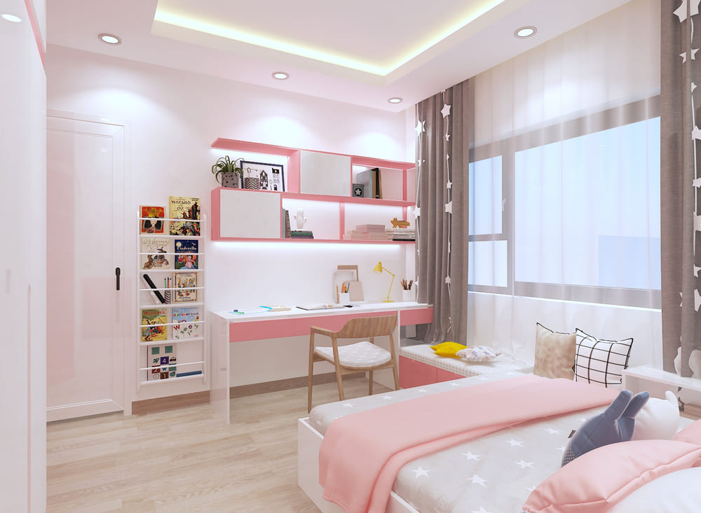 phòng ngủ cho bé gái 10 tuổi hiện đại