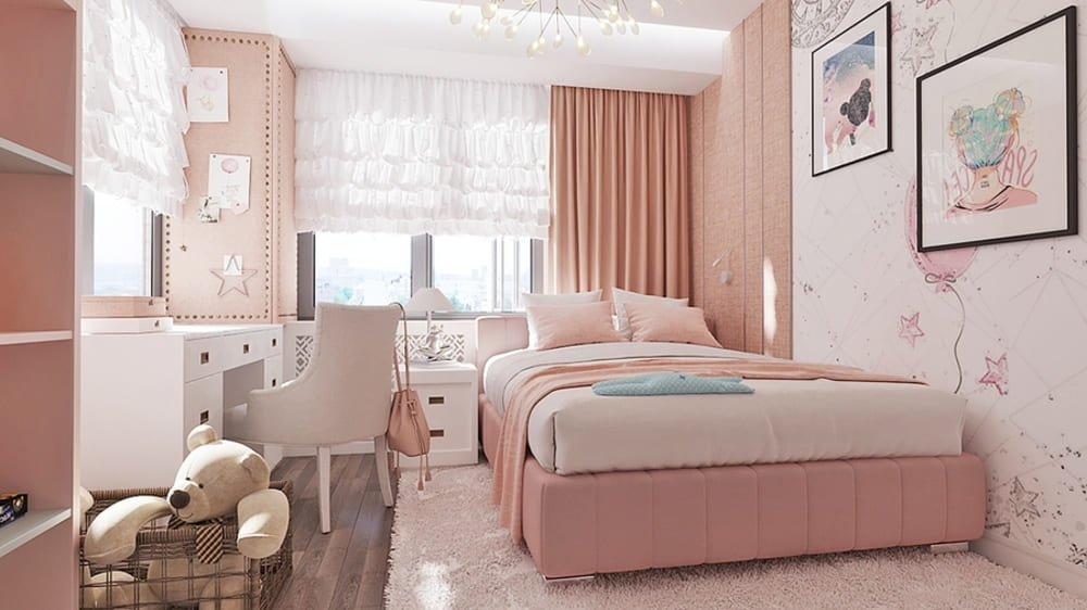 phòng ngủ cho bé gái 10 tuổi gam màu pastel