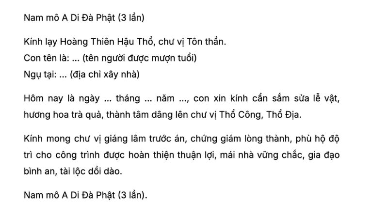 văn khấn đổ mái nhà mượn tuổi