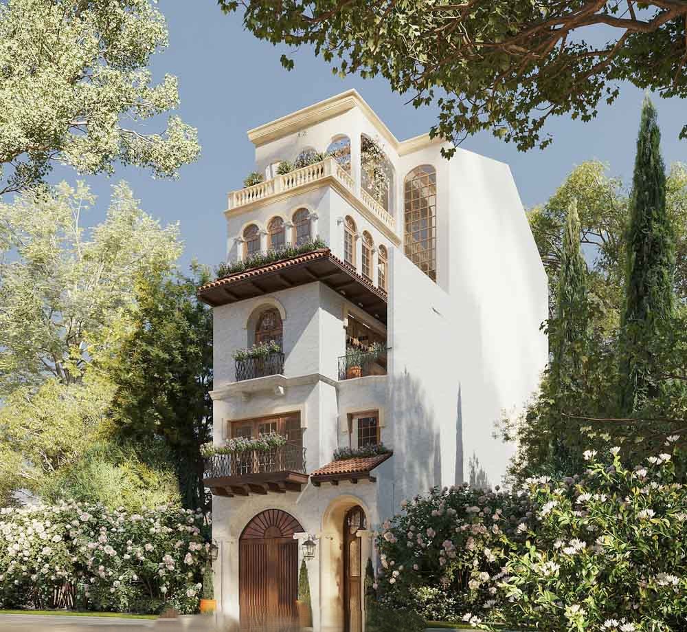 Nhà ống phong cách Địa Trung Hải: Mẫu thiết kế đẹp 2025 15 Nhà ống phong cách Địa Trung Hải