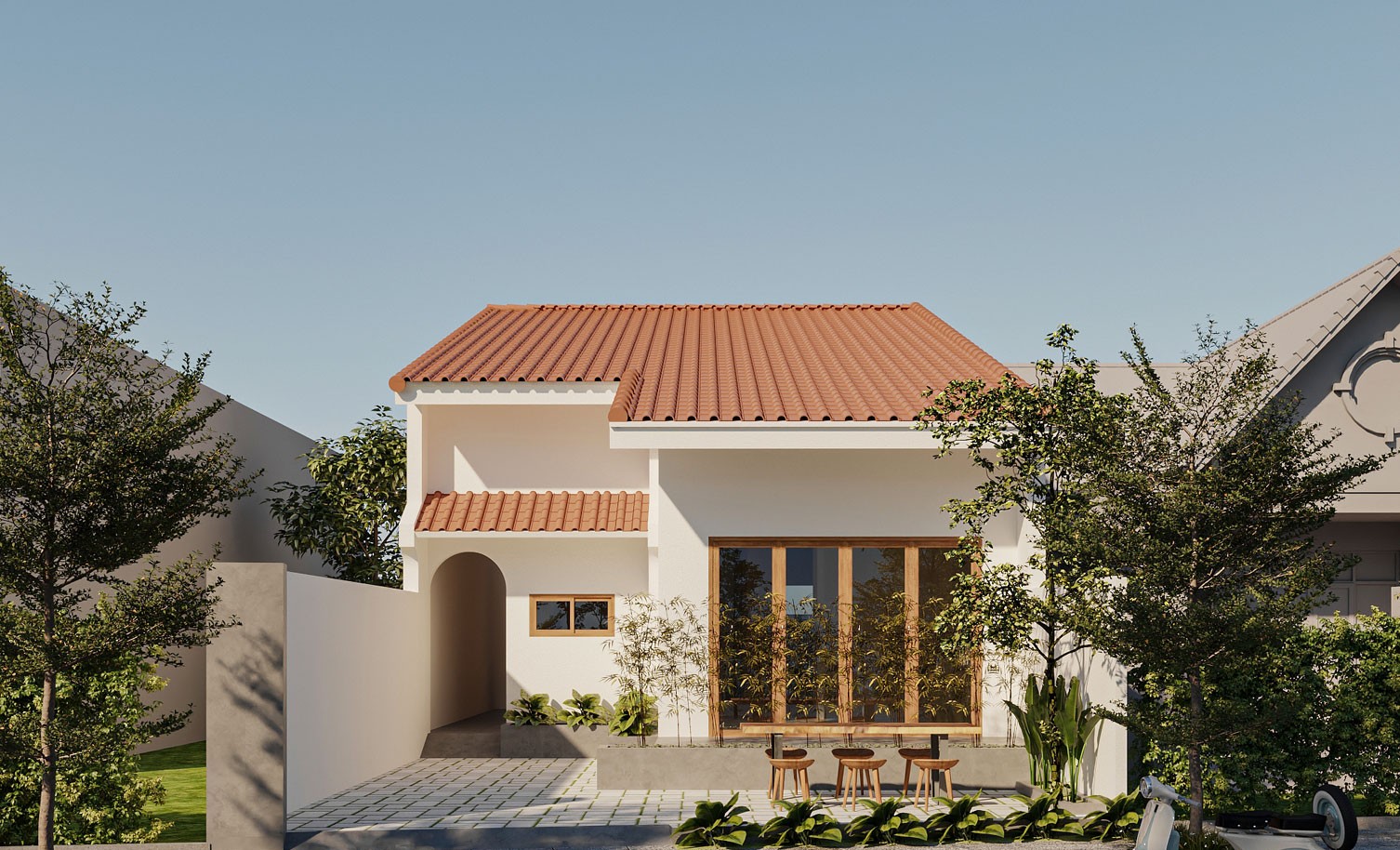 Nhà ống phong cách Địa Trung Hải: Mẫu thiết kế đẹp 2025 3 Nhà ống phong cách Địa Trung Hải