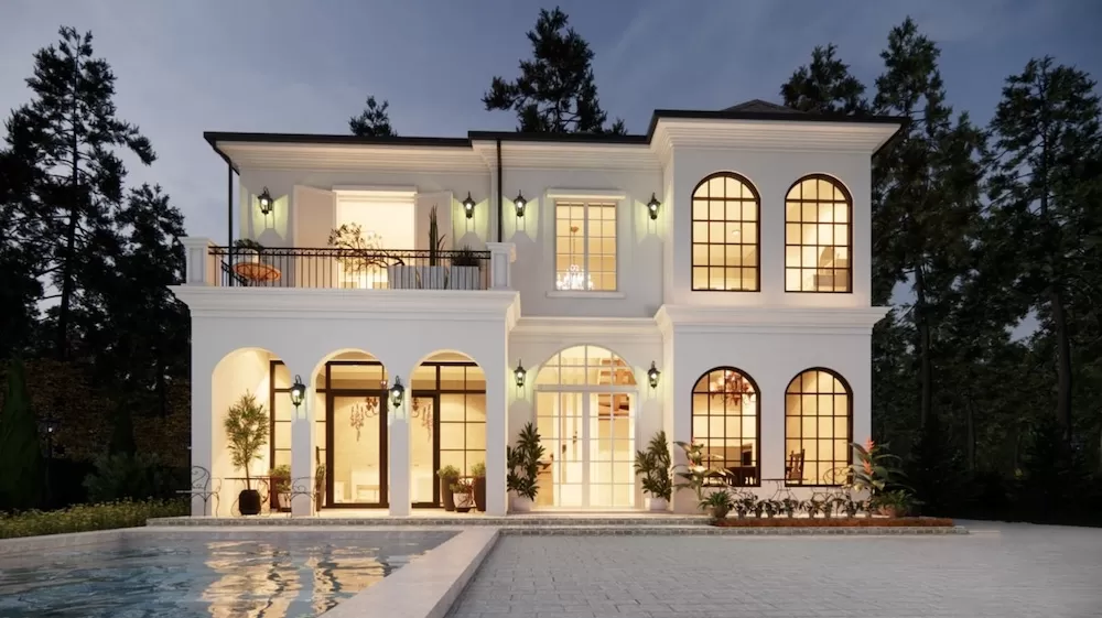 nhà 2 tầng phong cách địa trung hải