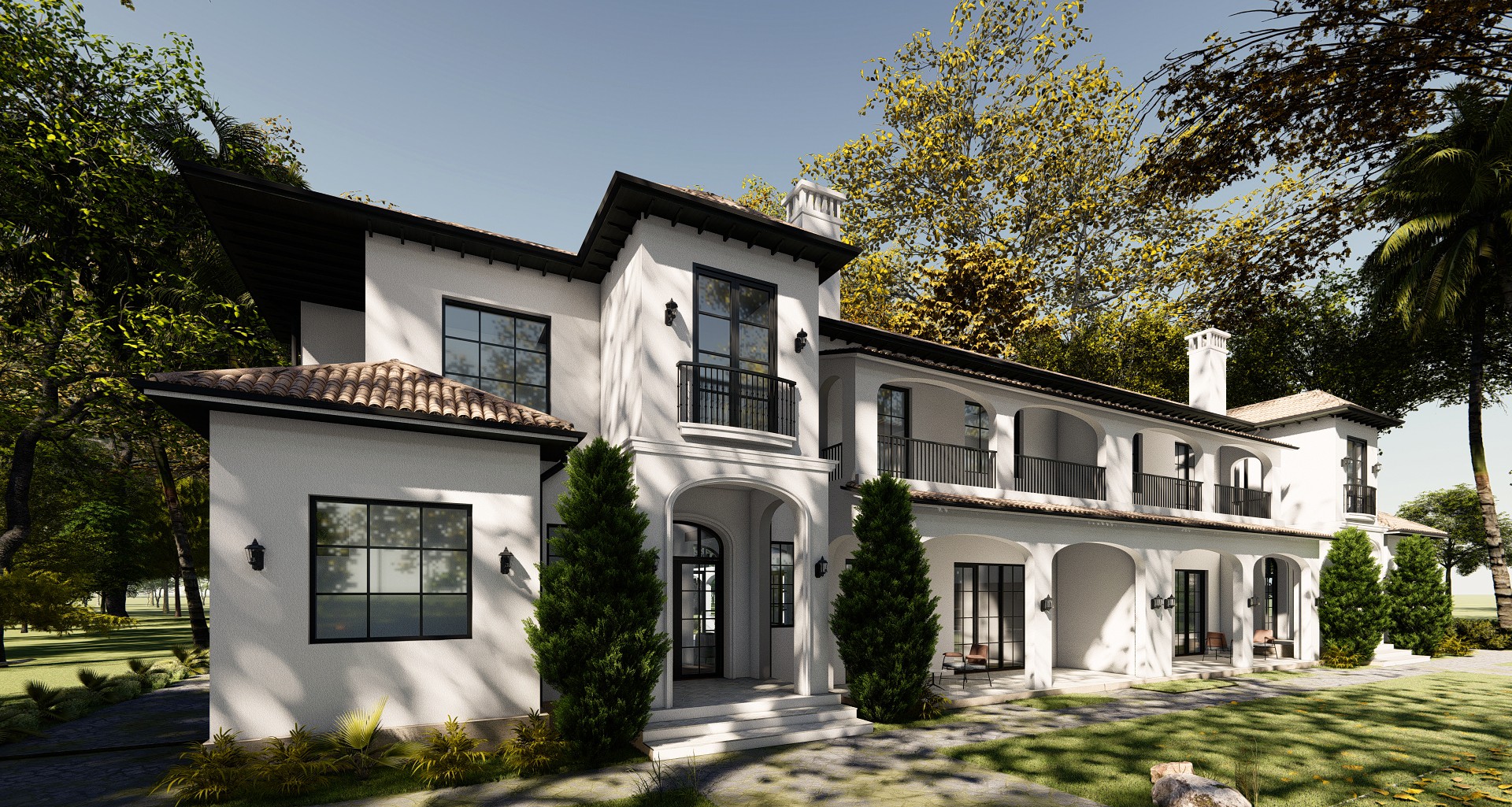 nhà 2 tầng phong cách địa trung hải