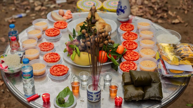 mâm cúng động thổ chay