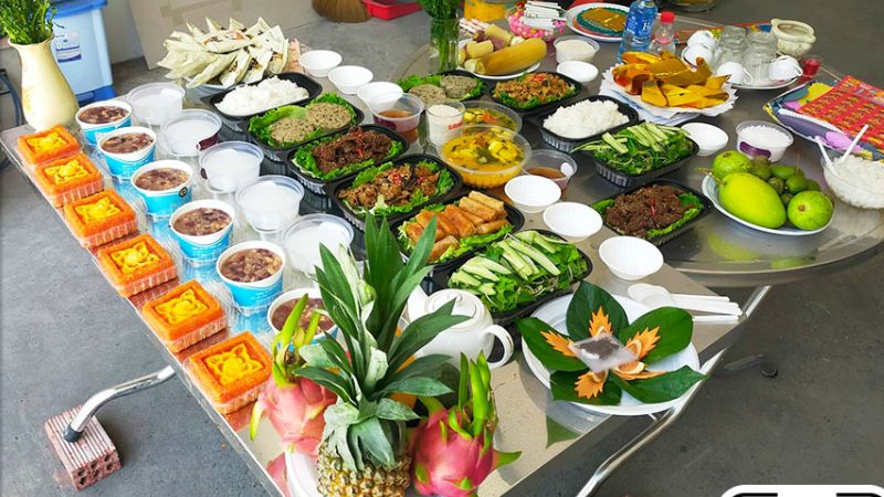 hình ảnh mâm cúng động thổ chay
