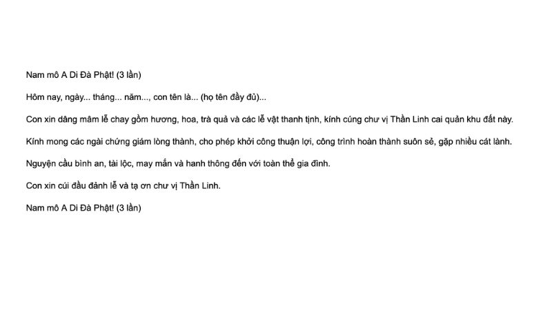 mâm cúng động thổ chay