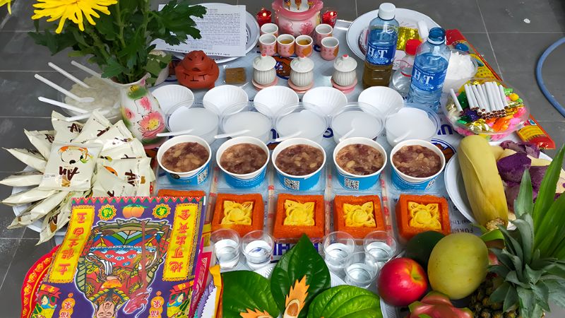 mâm cúng động thổ chay
